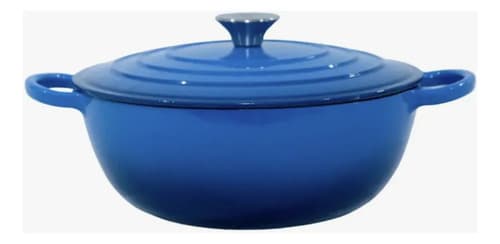 Panela Ferro Fundido Esmaltada Com Interior Branco 28cm Azul