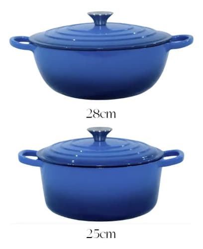 Jogo De Panelas Ferro Fundido Esmaltado 7 Peças Azul