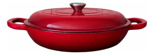 Panela Caçarola Ferro Fundido Esmaltada 26cm Com Tampa Vermelho