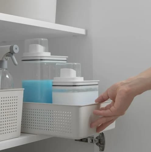 Kit 2 Dispenser Organizador Lavanderia Copo Medidor 2,3l Cinza