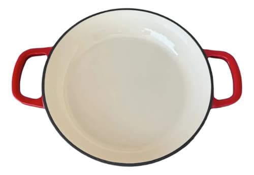 Panela Ferro Fundido Esmaltada Vermelha 25cm Fundo Branco Vermelho