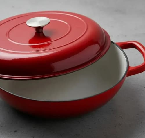 Panela Caçarola Ferro Fundido Esmaltada 30cm Vermelho