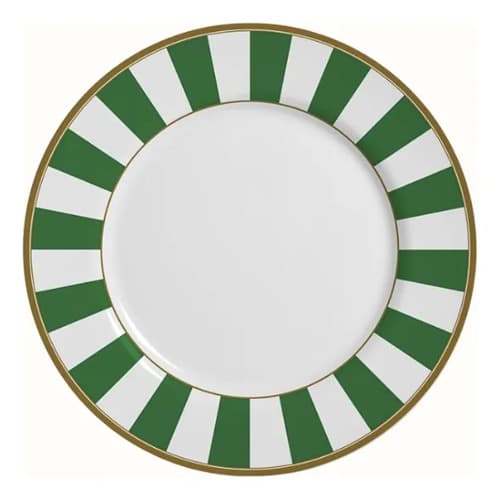 Jogo De Prato Porcelama Strip 12 Peças Alleanza Verde-escuro Geométrico