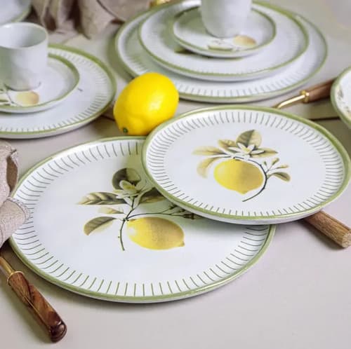 Jogo De Pratos 12 Pçs Bio Lemon Porto Brasil Limão Siciliano Amarelo Limão