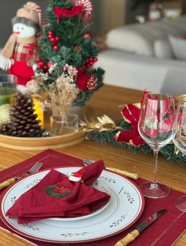 Kit 4 Sousplats Natal Quebra Nozes 33cm Mesa Posta Vermelho Quebra Nozes