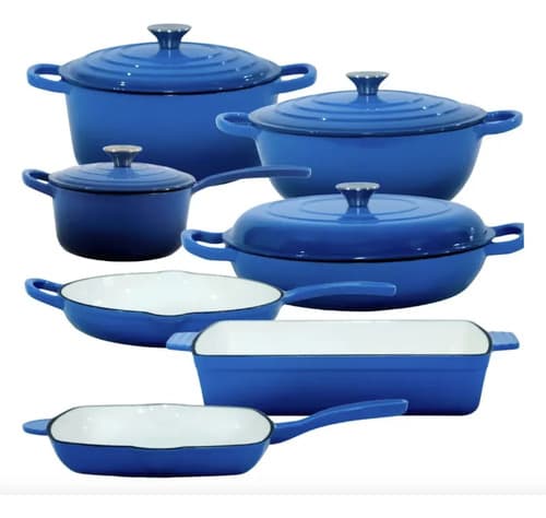 Panela Ferro Fundido Esmaltada Com Interior Branco 28cm Azul