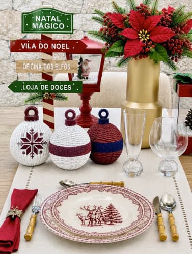 Bola Enfeite De Mesa Natal Resina Branca/vermelha 18cm Branca/vermelha Liso