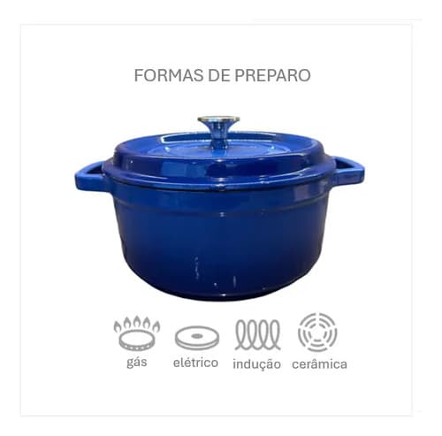 Panela Caçarola Ferro Fundido Esmaltada Redonda 22cm