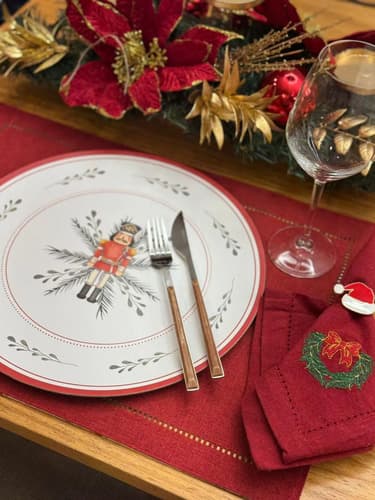 Kit 4 Sousplats Natal Quebra Nozes 33cm Mesa Posta Vermelho Quebra Nozes