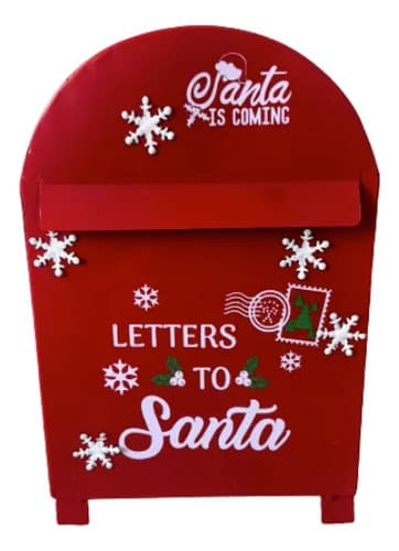 Caixa De Correio Cartas Papai Noel Natal Vermelha Metal Vermelho