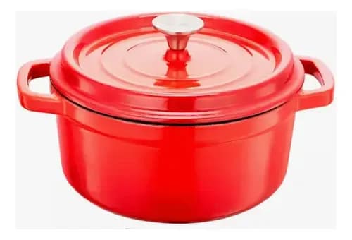 Panela Caçarola Ferro Fundido Esmaltada Redonda 20cm Vermelho