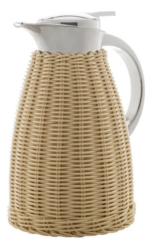Garrafa Térmica De Aço Inox Rattan Marrom Wolff Bege