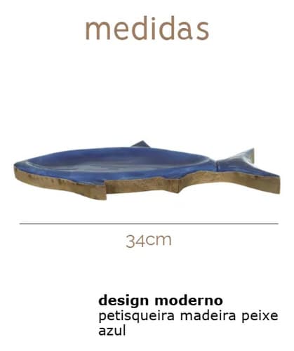 Petisqueira Nautica Madeira 2,5x20x34cm Peixe Azul