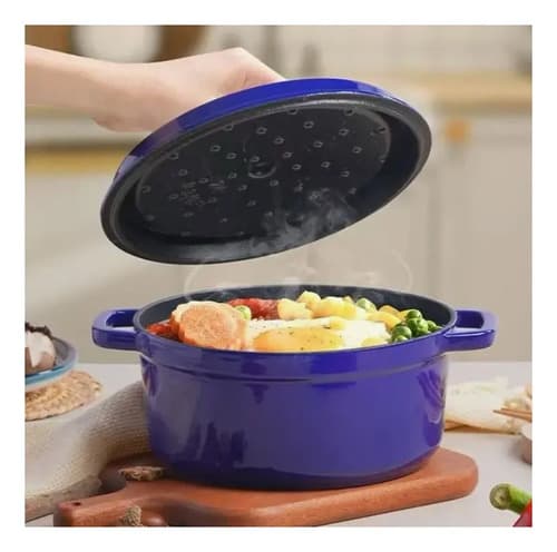 Panela Caçarola Ferro Fundido Esmaltada Redonda 22cm